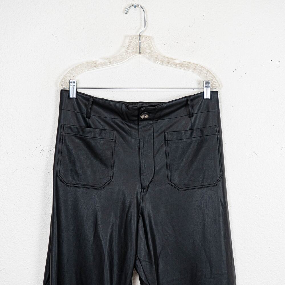 Maeve The Colette Faux Leater pants Wide Leg Black size 32 - Picture 4 of 9